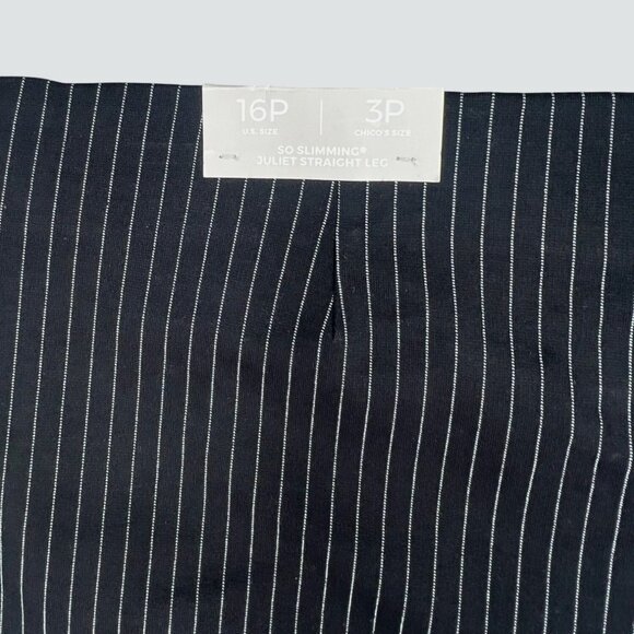 Chicos So Slimming Juliet Straight Leg Pinstripe Pants 16P Black & White - Picture 4 of 16